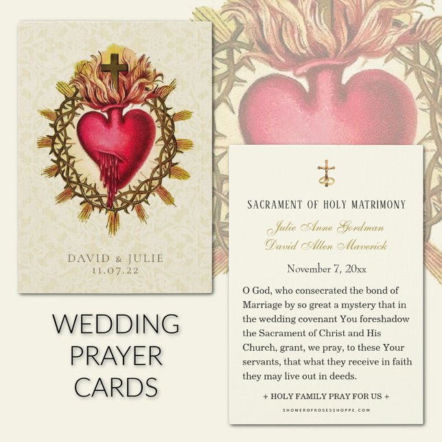 Sacred Heart Jesus Catholic Wedding Prayer Card (Traditional Catholic Sacred Heart of Jesus wedding prayer cards
)