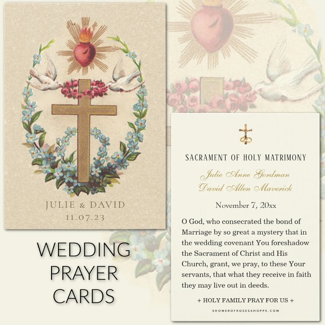 Sacred Heart Jesus Catholic Wedding Prayer Card (FEATURING A BEAUTIFUL TRADITIONAL CATHOLIC WEDDING PRAYER CARD)