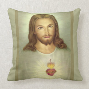Sacred Heart Jesus Consecration Cross Flame Cushion