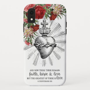 Sacred Heart Jesus Cross Red Roses Floral Case-Mate iPhone Case