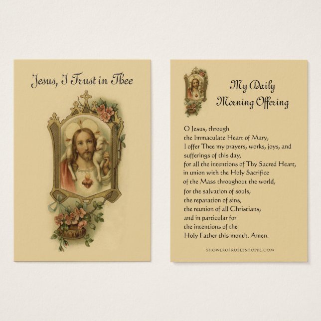 Sacred Heart Jesus Daily Morning Offering Prayer (Front & Back)