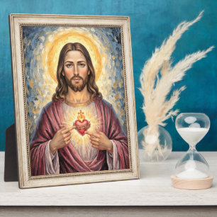 Sacred Heart Jesus Gold Frame Painting Impasto