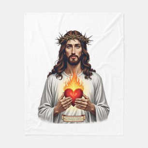 Sacred Heart Jesus Vintage Engraving Faith Shirt ( Fleece Blanket