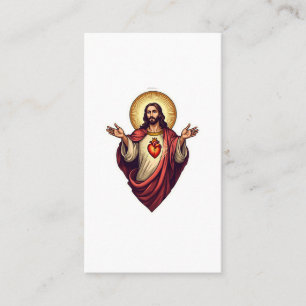 Sacred Heart Jesus Vintage Engraving Tee 2 Business Card