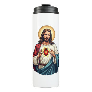 Sacred Heart Jesus Vintage Engraving Tee 2 Thermal Tumbler