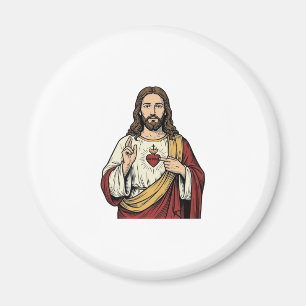 Sacred Heart Jesus Vintage Engraving Vector Art_1 Magnet