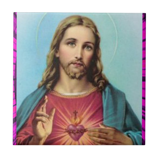 SACRED HEART OF JESUS 04 CUSTOMIZABLE PRODUCTS TILE (Front)