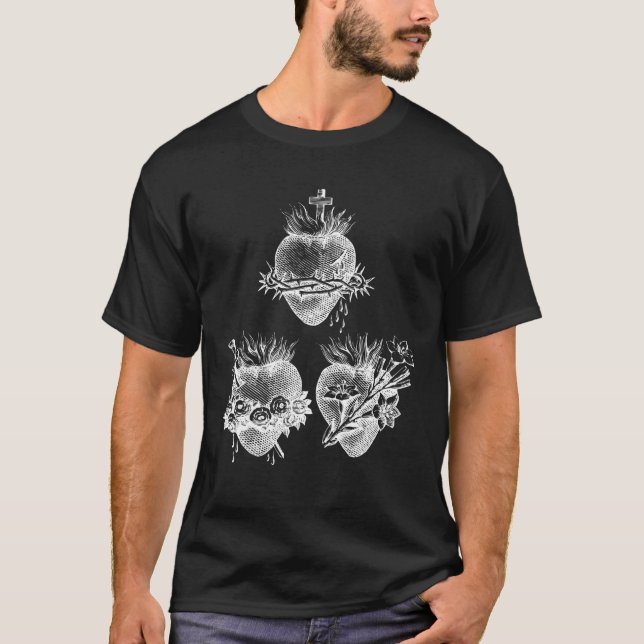 Sacred Heart Of Jesus And Immaculate Heart Of Mary T-Shirt (Front)
