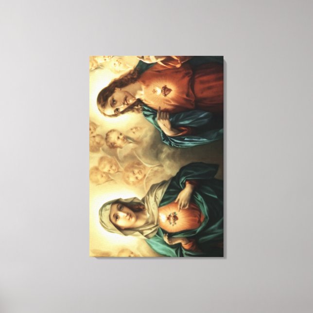 Sacred Heart of Jesus and Mary Canvas Print (Front)