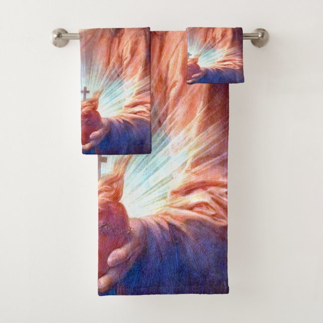 Sacred Heart of Jesus Bath Towel Set (Insitu)