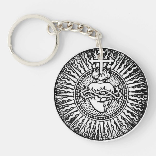 Sacred Heart of Jesus Catholic Art Key Ring (Front)
