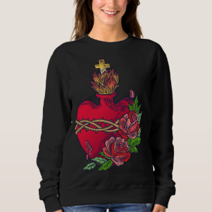 Sacred Heart of Jesus Catholic Art Traditional Lat Sweatshirt