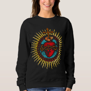 Sacred Heart of Jesus Catholic Art Traditional Lat Sweatshirt