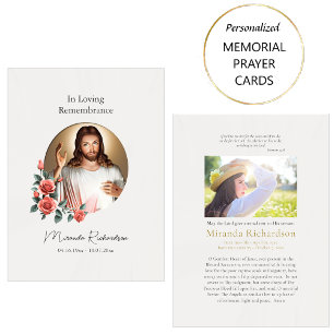 Sacred Heart of Jesus Catholic Funeral Prayer Card