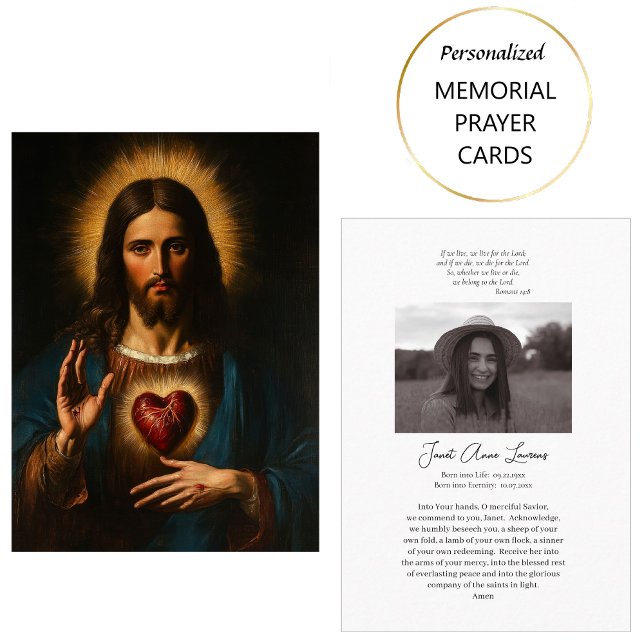 Sacred Heart of Jesus Catholic Funeral Prayer Card (Creator Uploaded)