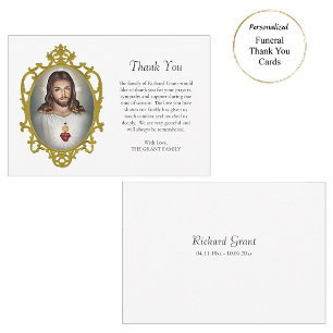 Sacred Heart of Jesus Catholic Funeral   Thank You Card
