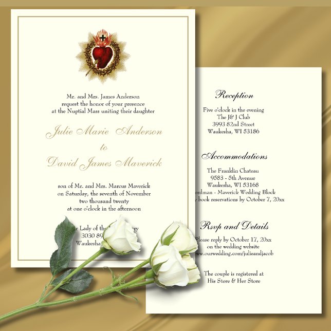 Sacred Heart of Jesus Catholic Wedding Combo Invitation (Creator Uploaded)