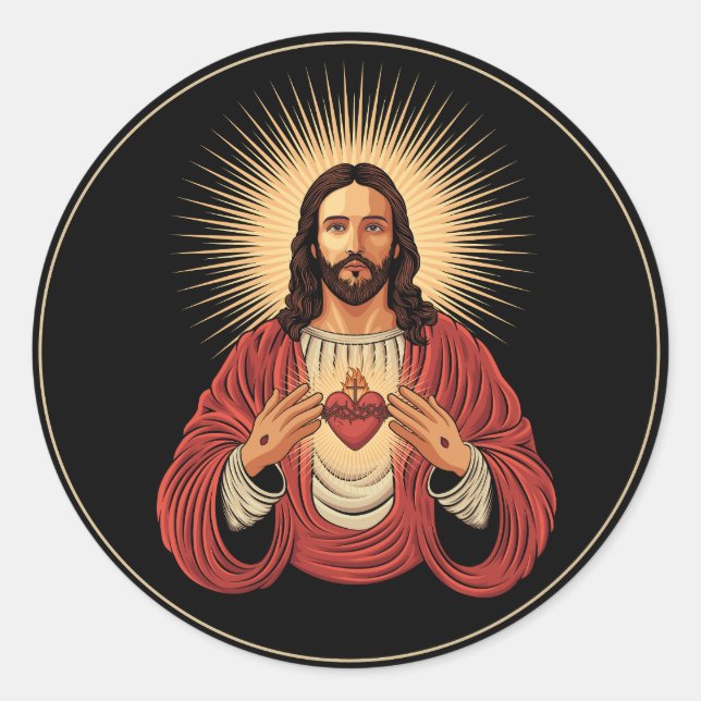 Sacred heart of Jesus Christ. Classic Round Sticker (Front)