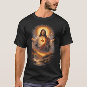 Sacred Heart Of Jesus Christ Majestic Nature T-Shirt