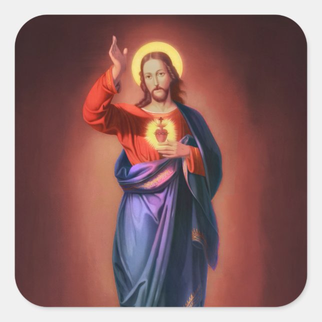Sacred Heart of Jesus Christ Square Sticker (Front)