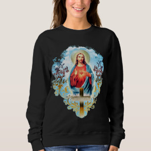Sacred Heart of Jesus Christ Vintage Cross Catholi Sweatshirt