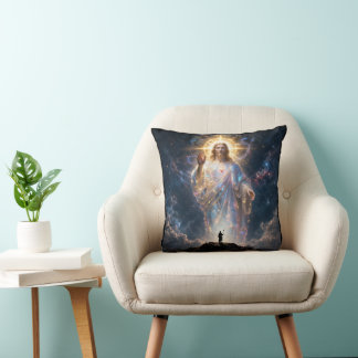 Sacred Heart of Jesus Cosmic Galaxy Square Canvas Cushion