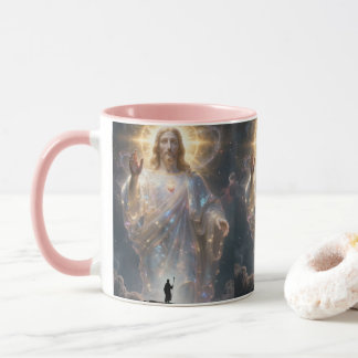 Sacred Heart of Jesus Cosmic Galaxy Square Canvas Mug