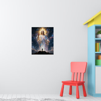 Sacred Heart of Jesus Cosmic Galaxy Square Canvas Poster