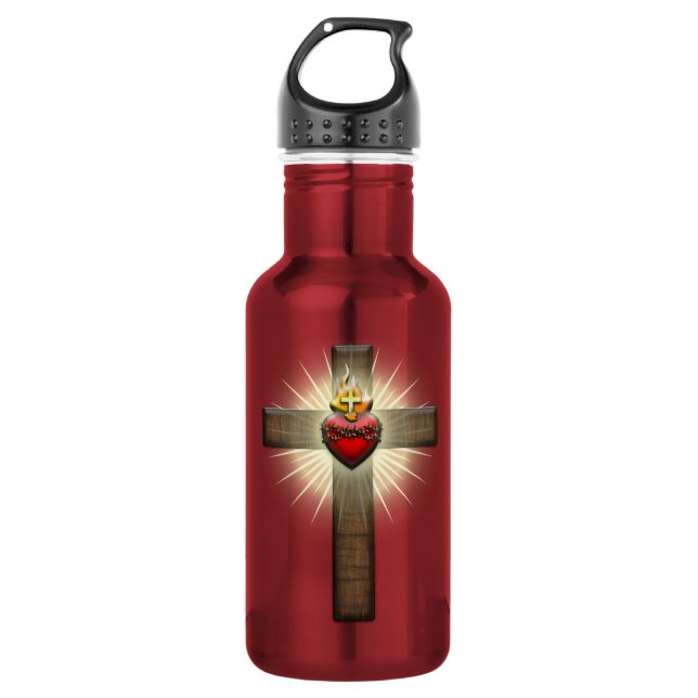 Sacred Heart of Jesus Cross 532 Ml Water Bottle (Front)