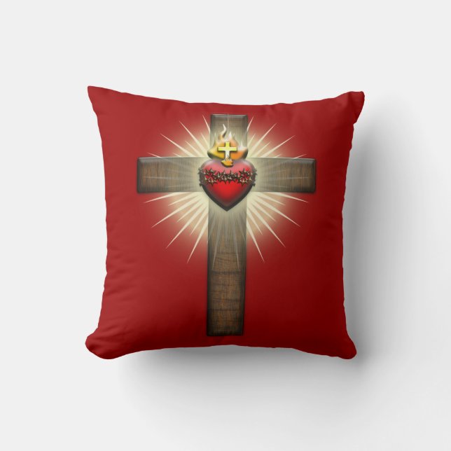 Sacred Heart of Jesus Cross Cushion (Front)