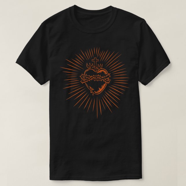 Sacred Heart Of Jesus Devotion Catholic T-Shirt (Design Front)