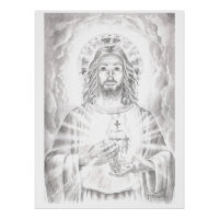 Sacred Heart of Jesus, Drawing by Jenny McLaughlin