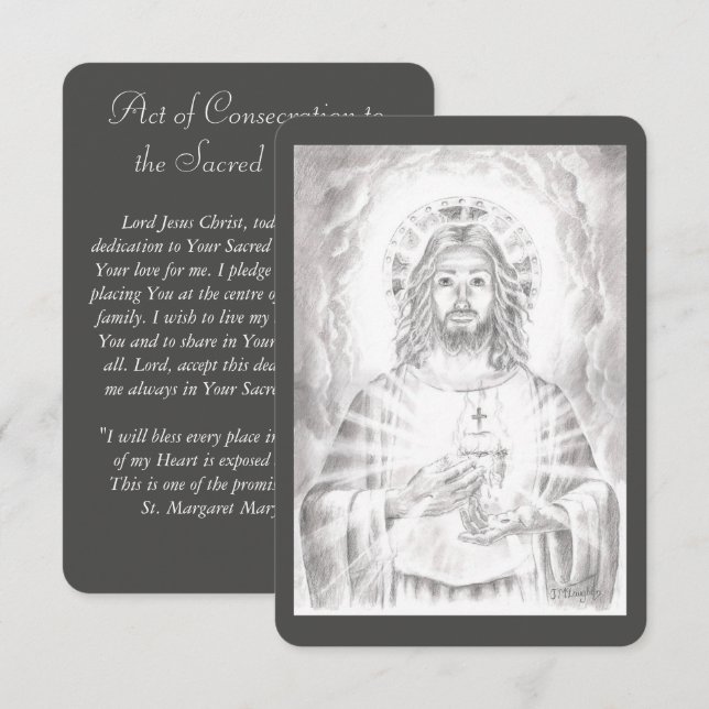 Sacred Heart of Jesus Drawing Prayer Card (Front/Back)