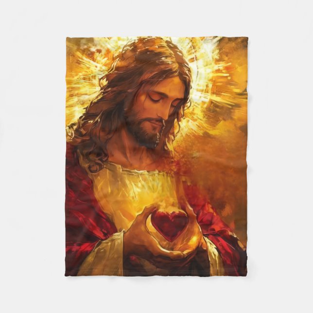 Sacred Heart of Jesus  Fleece Blanket (Front)