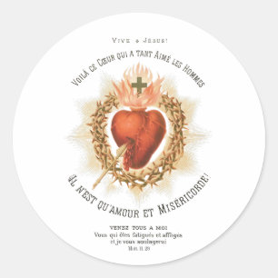 Sacred Heart of Jesus French Holy Card Sticker