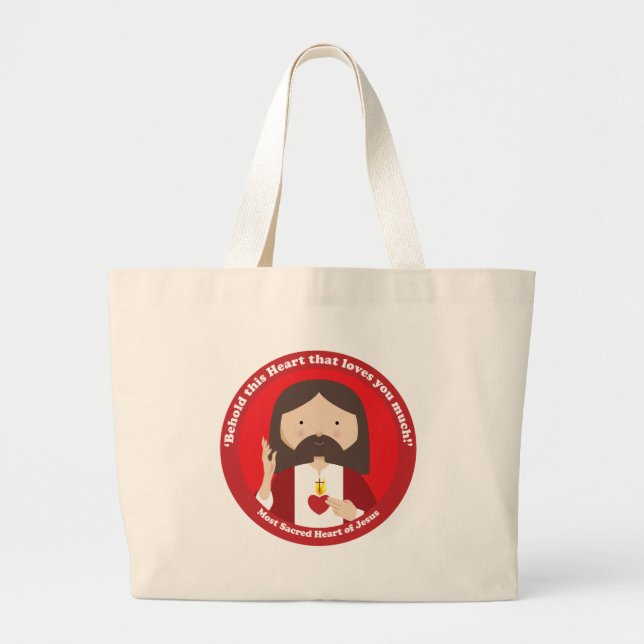 Sacred Heart of Jesus Large Tote Bag (Front)