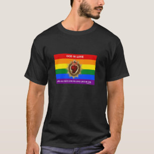 Sacred Heart of Jesus LGBTQ Pride Flag - God Is Lo T-Shirt