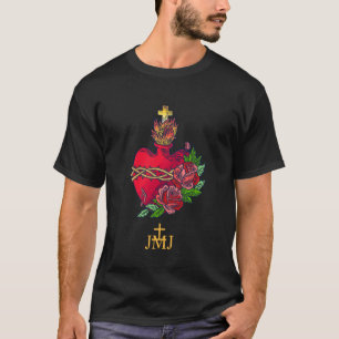 Sacred Heart of Jesus Mary Joseph JMJ Catholic T-Shirt