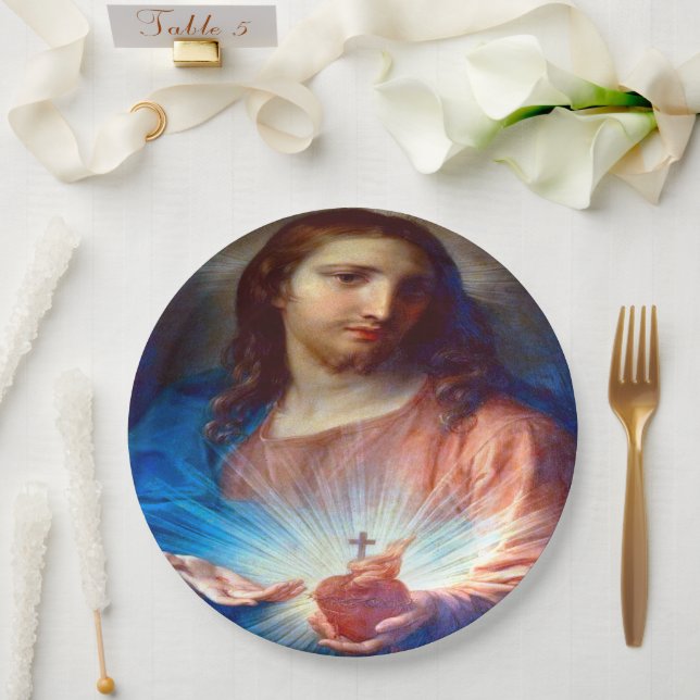 Sacred Heart of Jesus Paper Plate (Wedding)