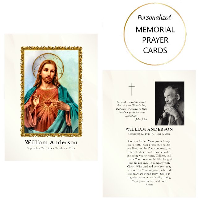 Sacred Heart of Jesus Photo Funeral Prayer Card    (Creator Uploaded)