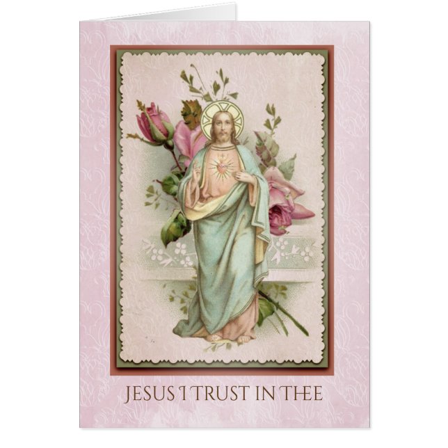 Sacred Heart of Jesus Pink Roses Religious (Front)