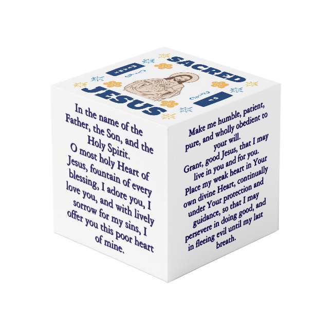 Sacred Heart of Jesus Prayer Cube (Front Angled)