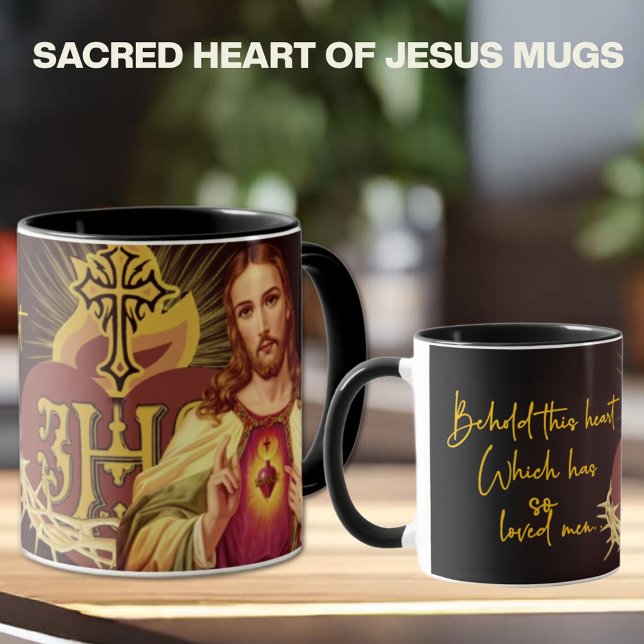 Sacred Heart of Jesus Religious Divine Mercy Mug (SACRED HEART OF JESUS MUG WITH PRAYER)