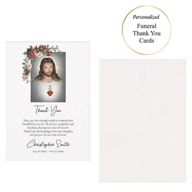 Sacred Heart of Jesus Roman Catholic Funeral Thank You Card (Creator Uploaded)
