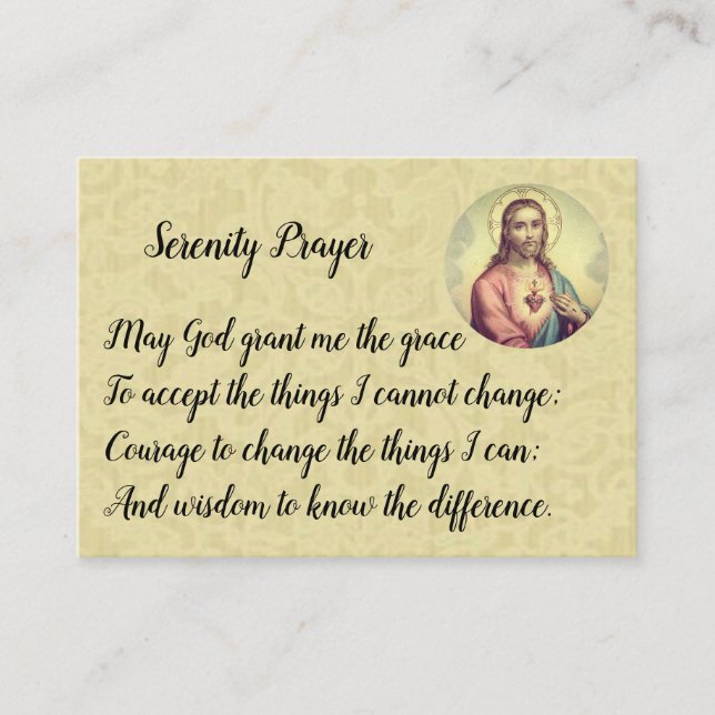 Sacred Heart of Jesus Serenity Prayer Business Card (Front)