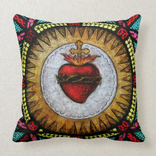 Sacred Heart of Jesus Stained Glass Cushion