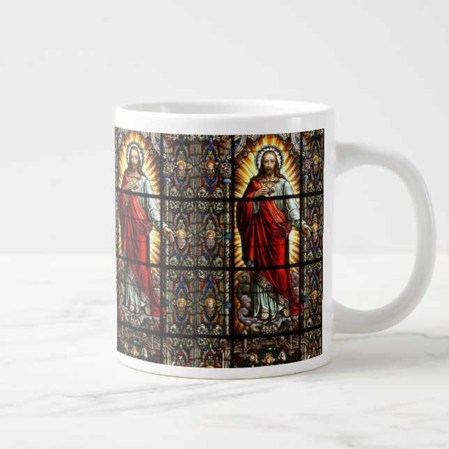 Sacred Heart of Jesus Stained Glass Large Coffee Mug (Right)