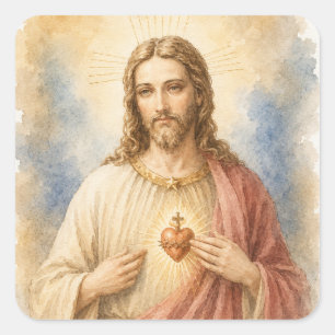 Sacred Heart of Jesus Traditional Catholic  Square Sticker