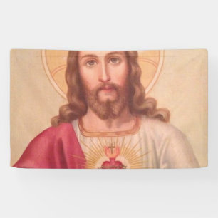Sacred Heart Of Jesus Vintage Art Banner