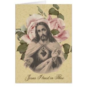 Sacred Heart of Jesus Vintage Religious Floral
